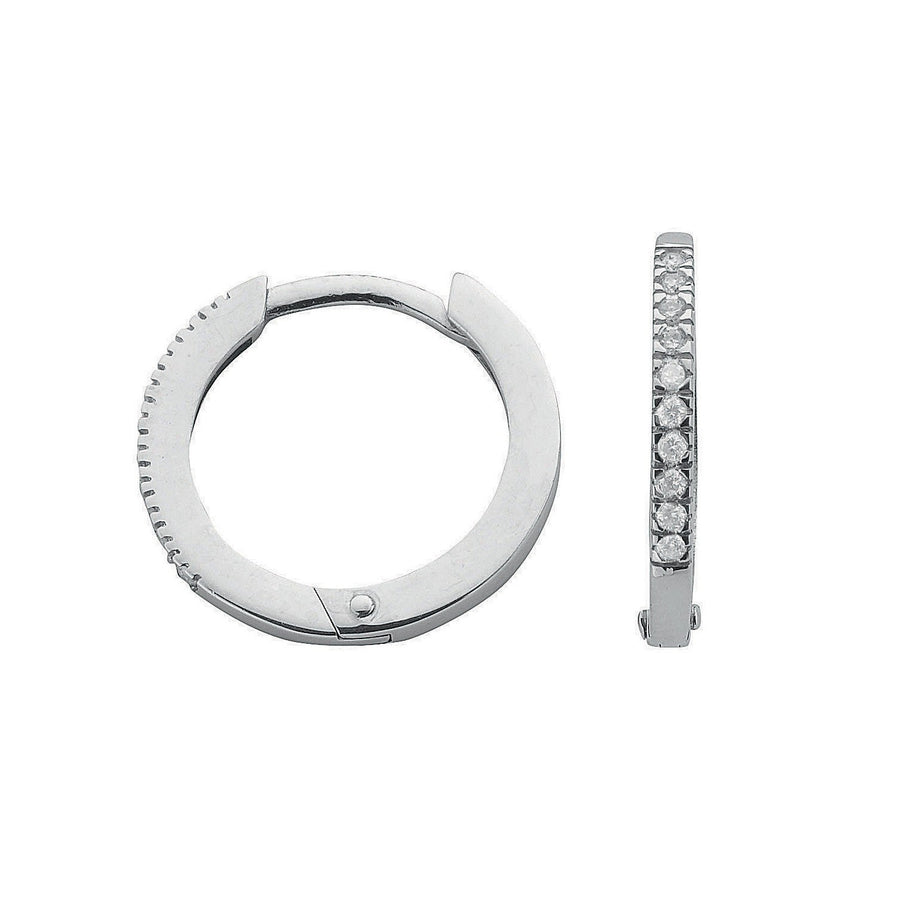 Diamond Hoop Earrings 0.11ct H-SI Quality Set in 9K White Gold - My Jewel World