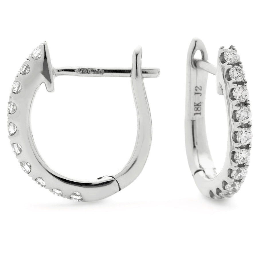 Diamond Hoop Earrings 0.15ct F VS Quality in 18k White Gold - My Jewel World