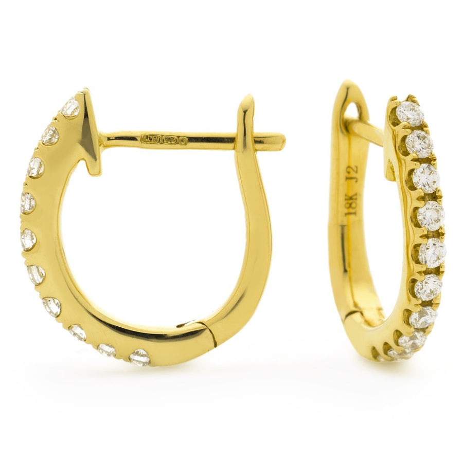 Diamond Hoop Earrings 0.15ct F VS Quality in 18k Yellow Gold - My Jewel World