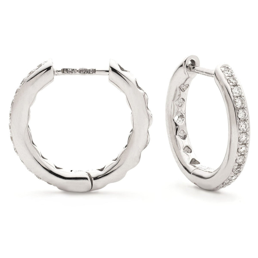 Diamond Hoop Earrings 0.17ct G SI Quality in 9k White Gold - My Jewel World