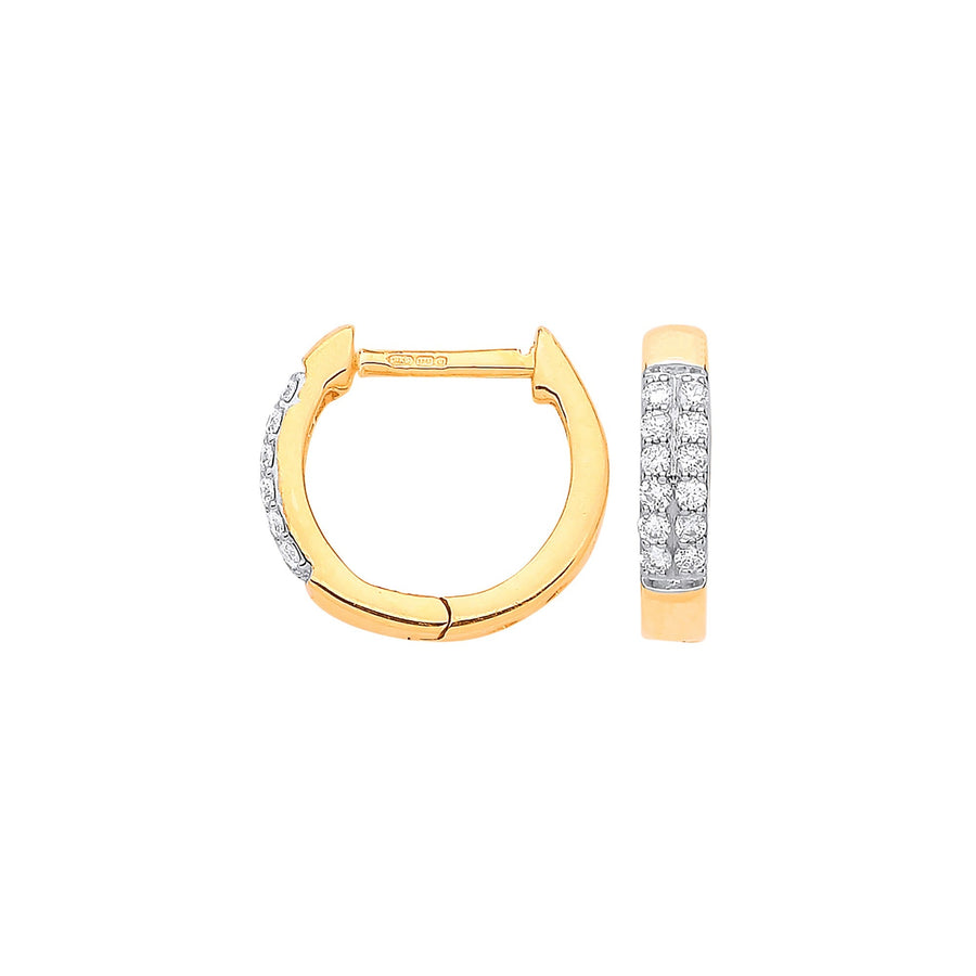 Diamond Hoop Earrings 0.18ct H-SI Quality Set in 9K Yellow Gold - My Jewel World