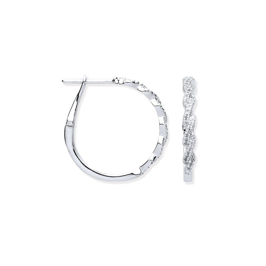 Diamond Hoop Earrings 0.20ct H-SI Quality Set in 9K White Gold - My Jewel World