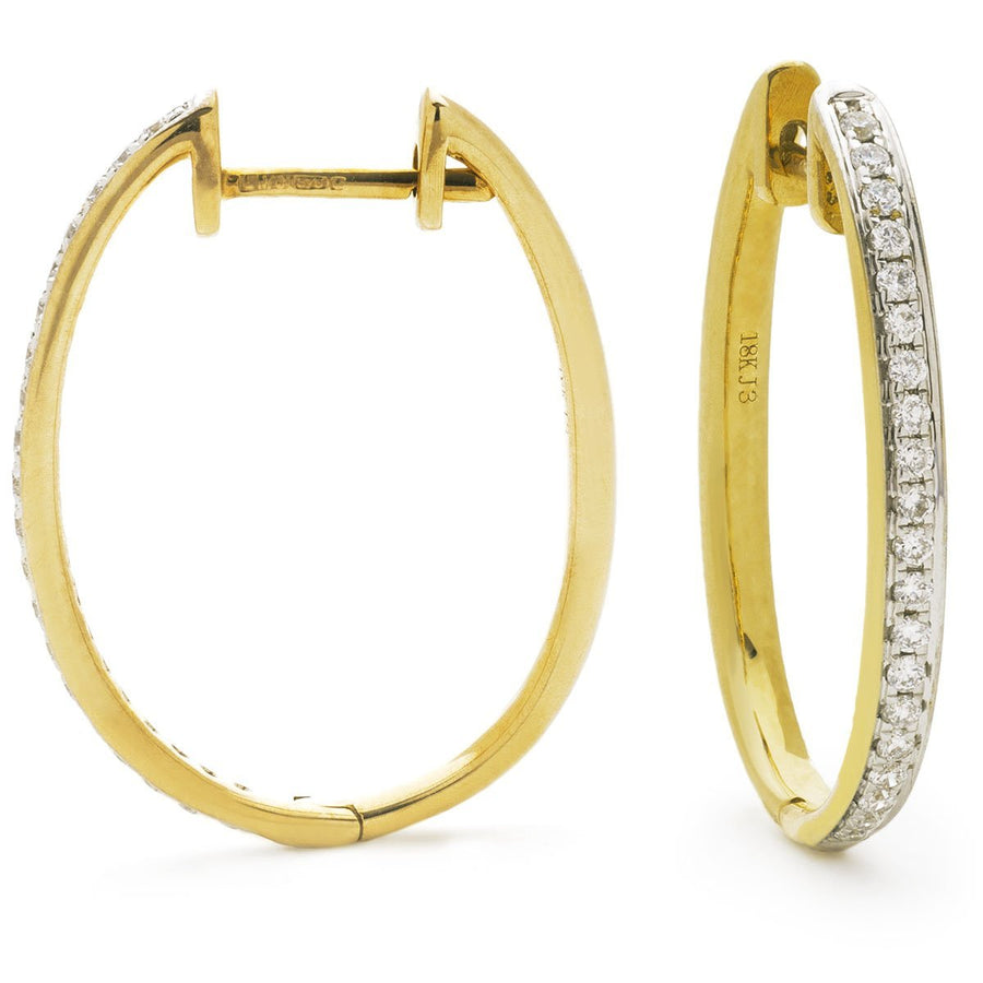 Diamond Hoop Earrings 0.25ct F VS Quality in 9k Yellow Gold - My Jewel World