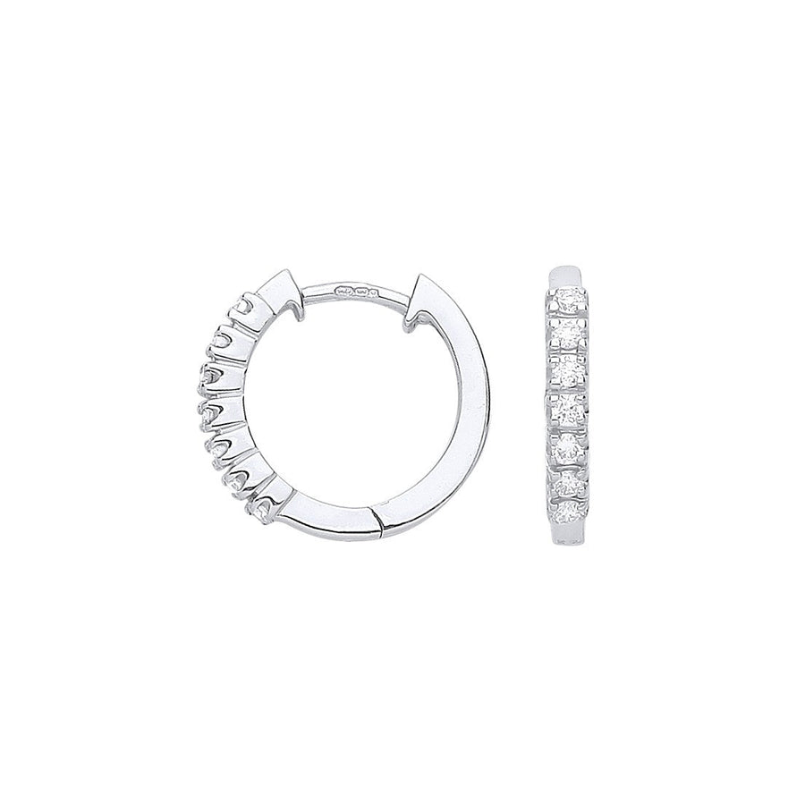 Diamond Hoop Earrings 0.25ct H-SI Quality Set in 9K White Gold - My Jewel World
