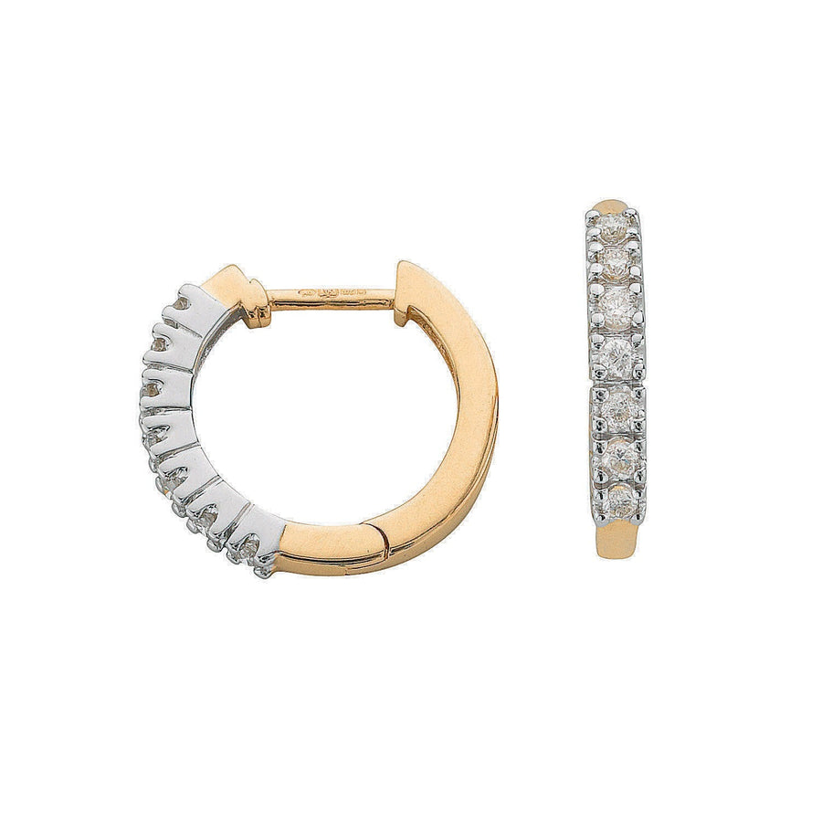 Diamond Hoop Earrings 0.25ct H-SI Quality Set in 9K Yellow Gold - My Jewel World