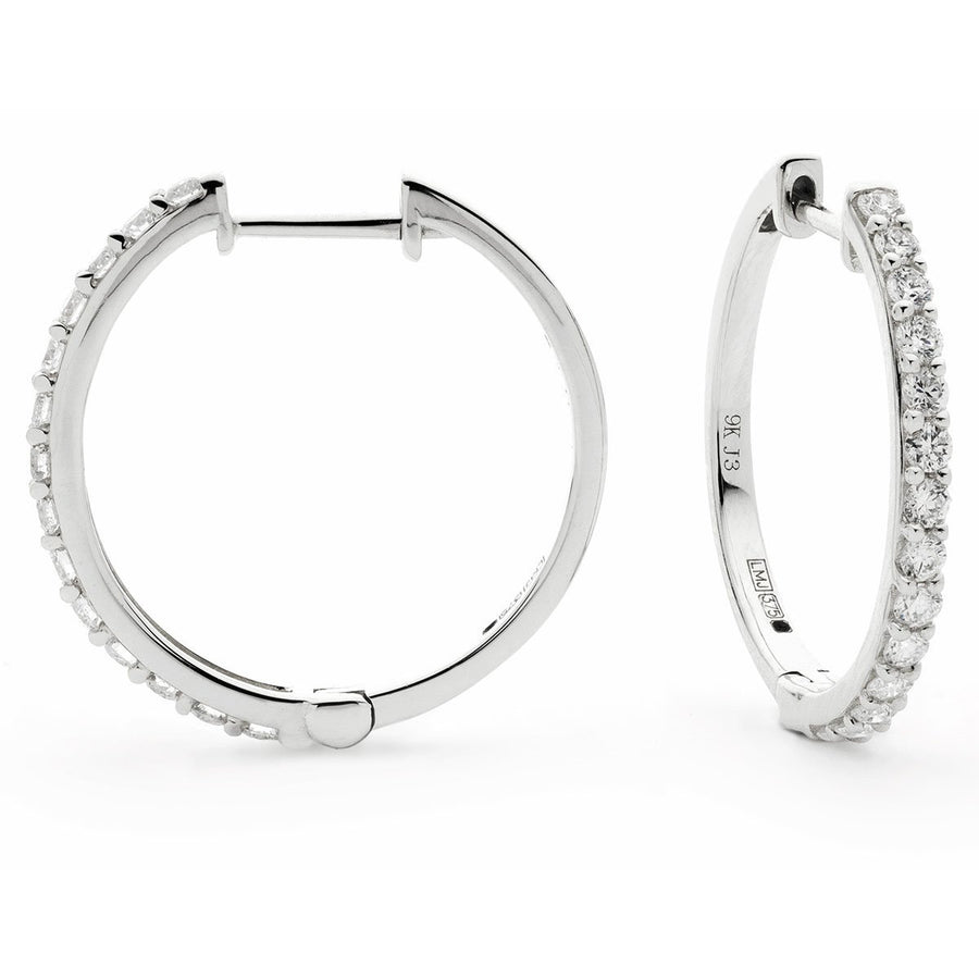 Diamond Hoop Earrings 0.30ct F VS Quality in 18k White Gold - My Jewel World