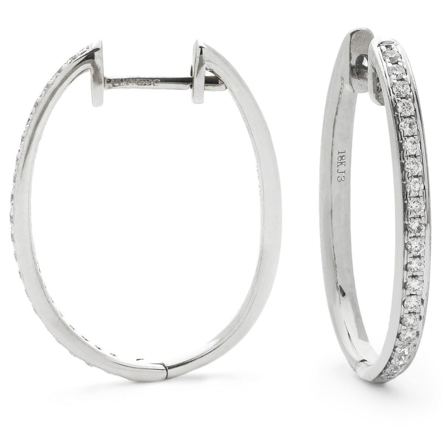 Diamond Hoop Earrings 0.30ct F VS Quality in 18k White Gold - My Jewel World