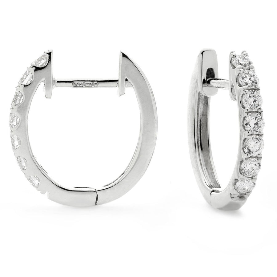 Diamond Hoop Earrings 0.30ct F VS Quality in 18k White Gold - My Jewel World