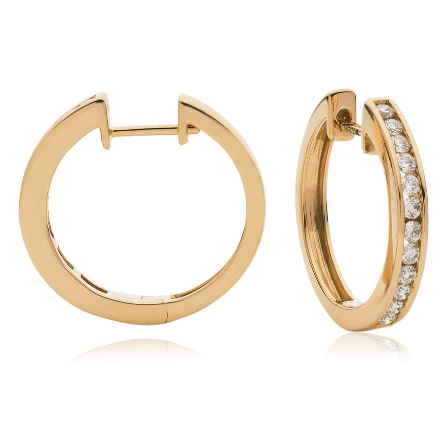 Diamond Hoop Earrings 0.35ct F VS Quality in 18k Rose Gold - My Jewel World