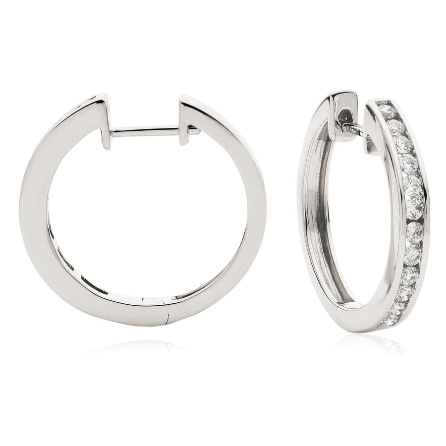 Diamond Hoop Earrings 0.35ct F VS Quality in 18k White Gold - My Jewel World