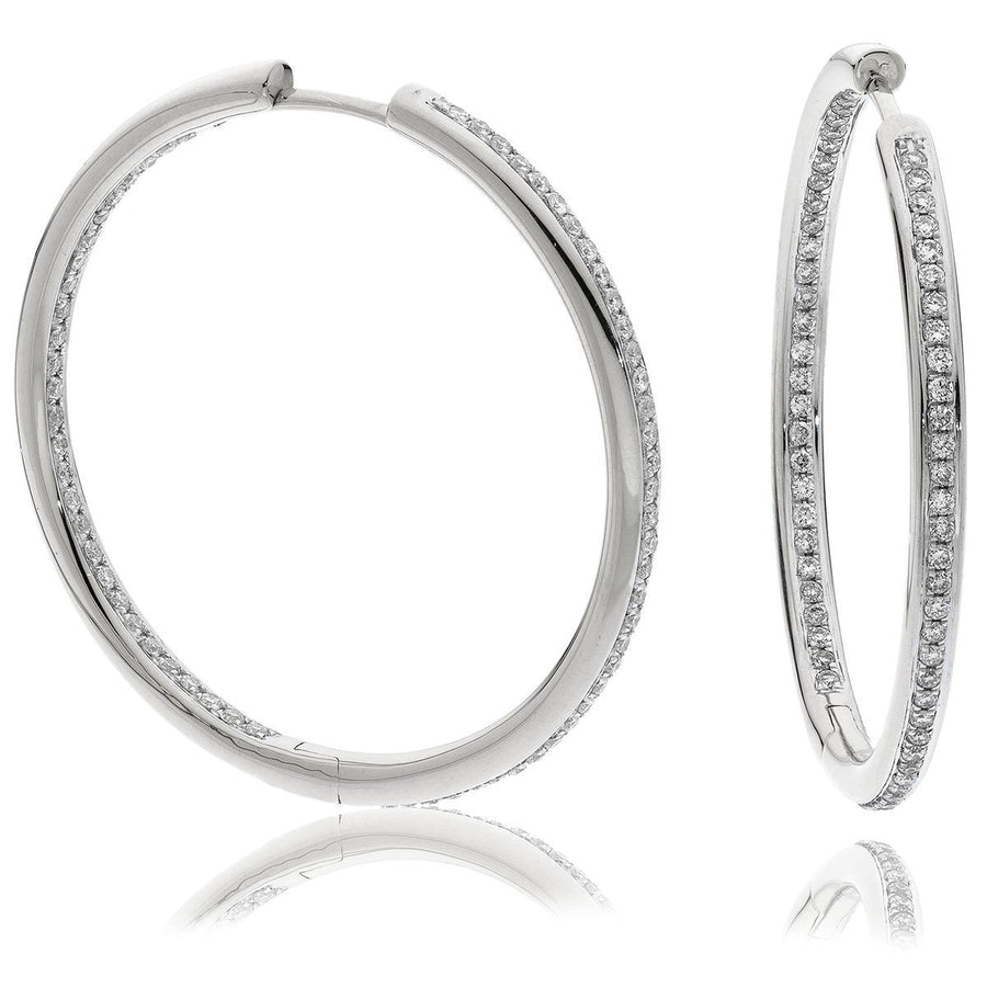 Diamond Hoop Earrings 0.35ct F VS Quality in 18k White Gold - My Jewel World