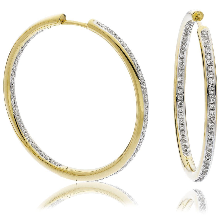 Diamond Hoop Earrings 0.35ct F VS Quality in 18k Yellow Gold - My Jewel World