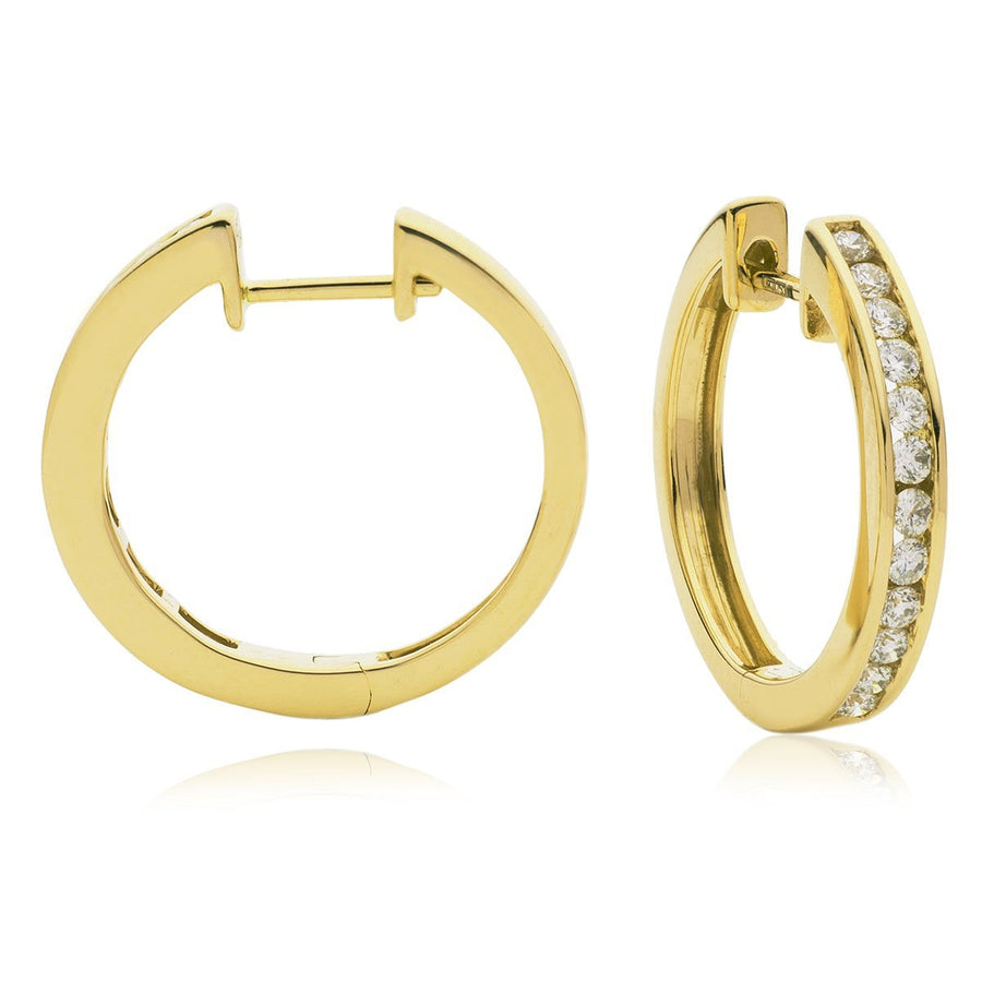 Diamond Hoop Earrings 0.35ct F VS Quality in 18k Yellow Gold - My Jewel World