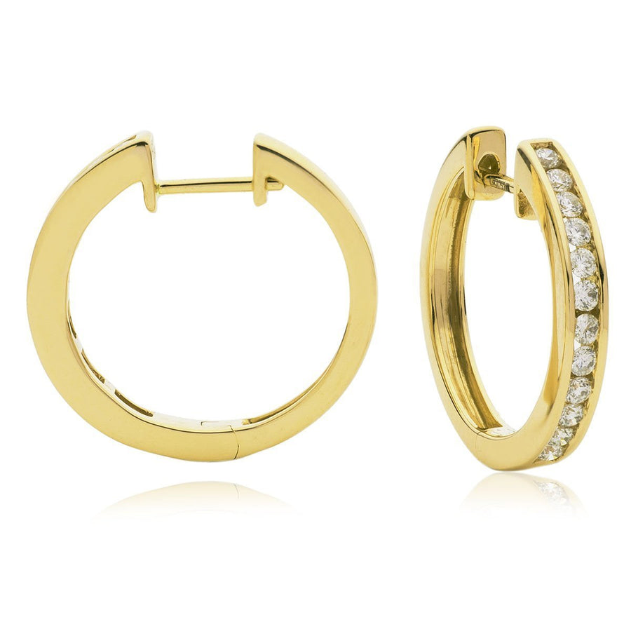 Diamond Hoop Earrings 0.40ct G SI Quality in 18k Yellow Gold - My Jewel World
