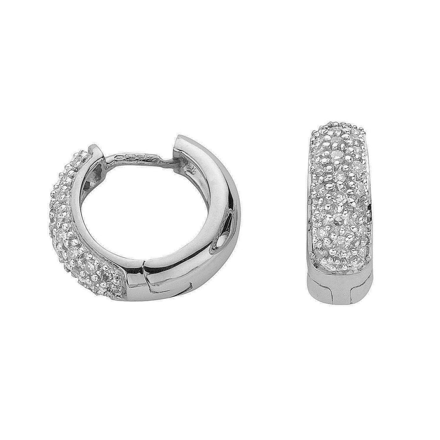 Diamond Hoop Earrings 0.42ct H-SI Quality Set in 9K White Gold - My Jewel World