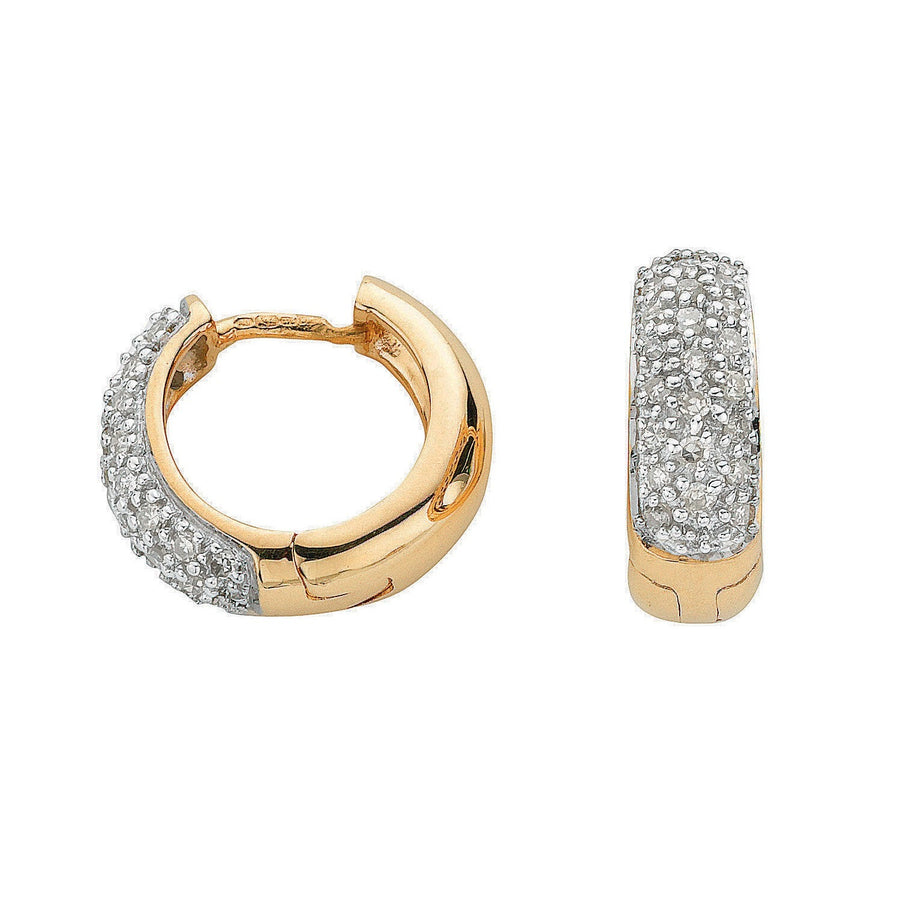 Diamond Hoop Earrings 0.42ct H-SI Quality Set in 9K Yellow Gold - My Jewel World