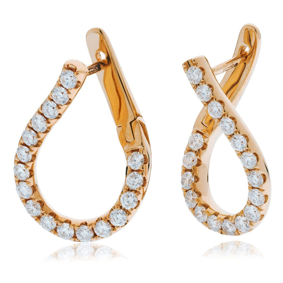 Diamond Hoop Earrings 0.50ct F VS Quality in 18k Rose Gold - My Jewel World