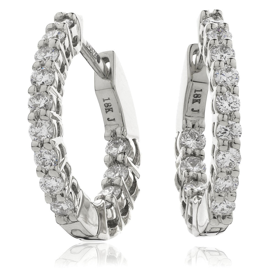 Diamond Hoop Earrings 0.50ct F VS Quality in 18k White Gold - My Jewel World