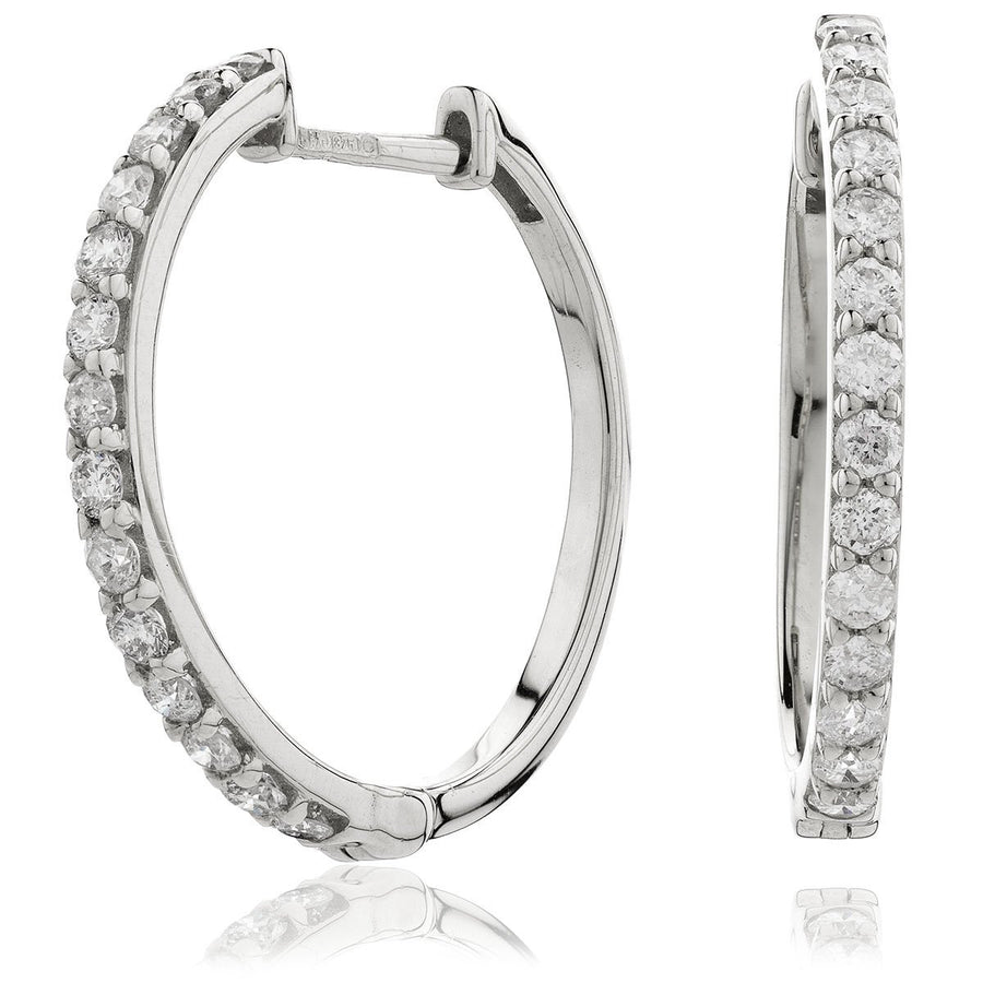 Diamond Hoop Earrings 0.50ct F VS Quality in 18k White Gold - My Jewel World