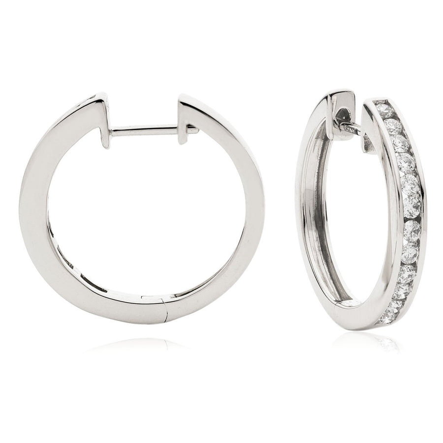 Diamond Hoop Earrings 0.50ct F VS Quality in 18k White Gold - My Jewel World