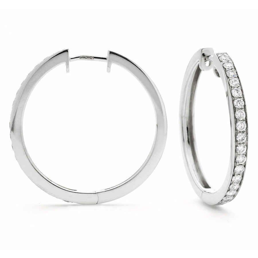 Diamond Hoop Earrings 0.50ct F VS Quality in 18k White Gold - My Jewel World