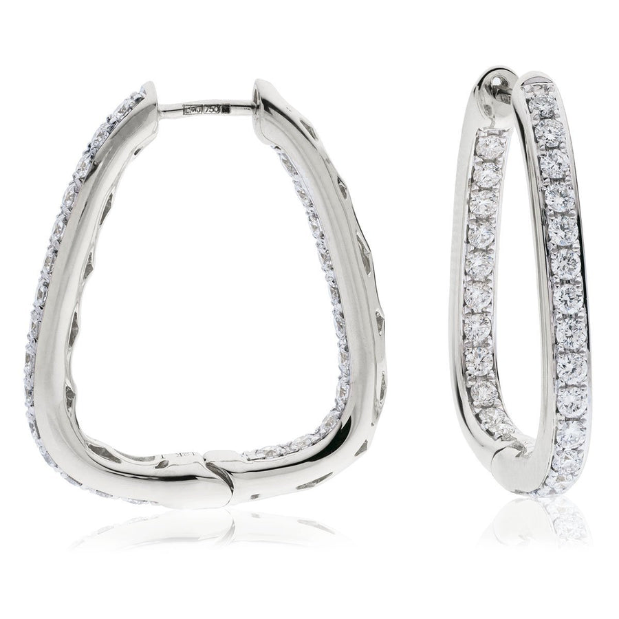 Diamond Hoop Earrings 0.50ct F VS Quality in 18k White Gold - My Jewel World