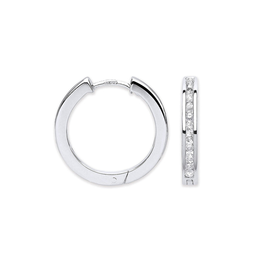 Diamond Hoop Earrings 0.50ct H-SI Quality Set in 9K White Gold - My Jewel World