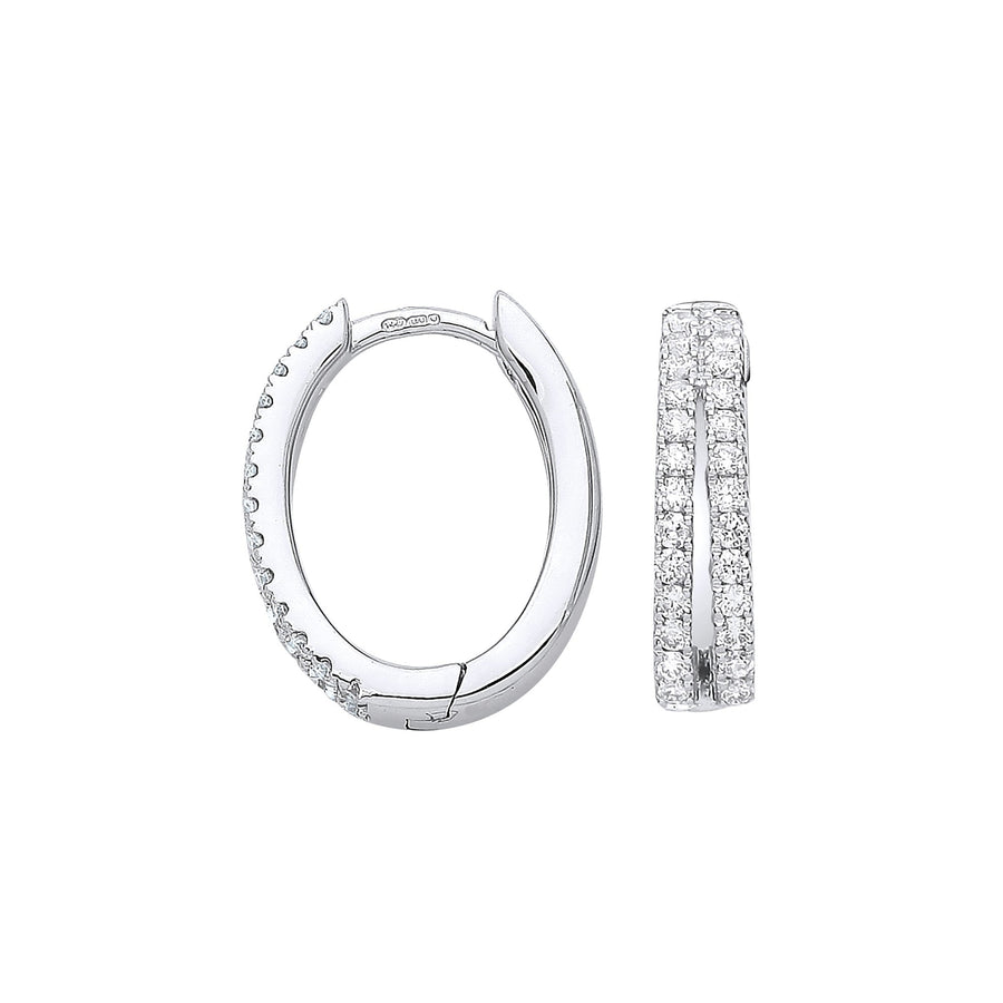 Diamond Hoop Earrings 0.51ct H-SI Quality Set in 9K White Gold - My Jewel World