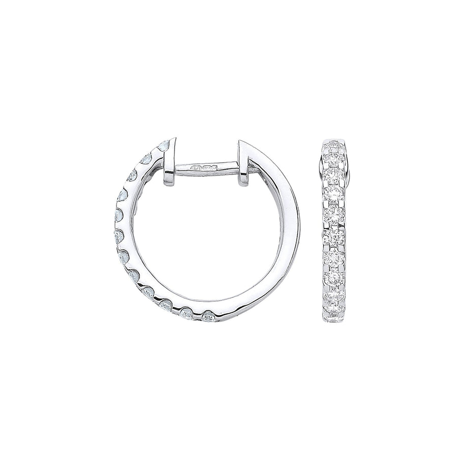 Diamond Hoop Earrings 0.52ct H-SI Quality Set in 9K White Gold - My Jewel World