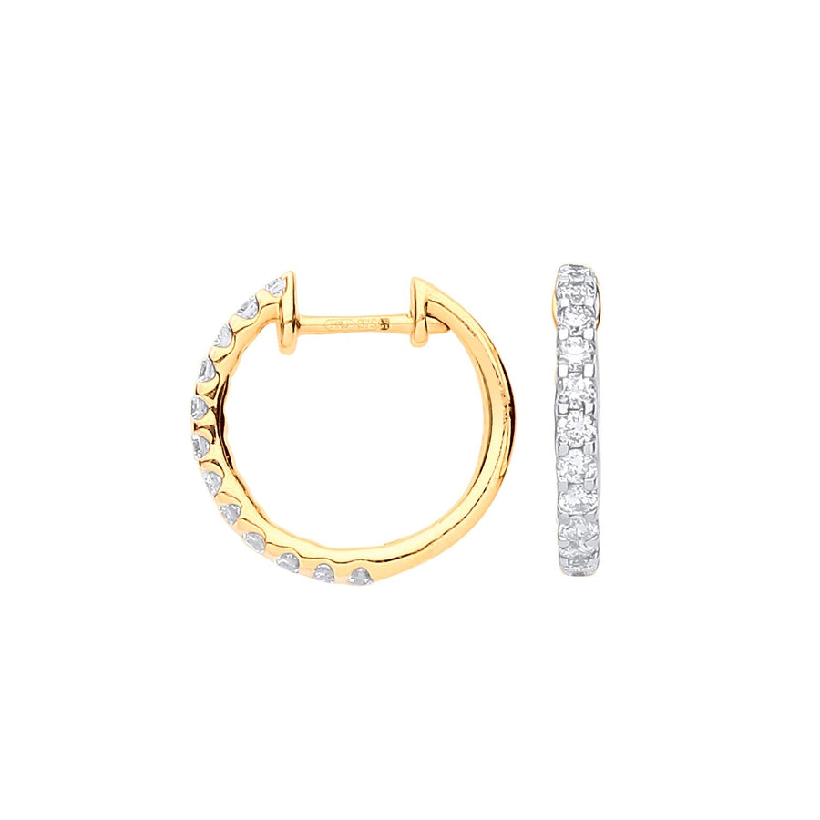 Diamond Hoop Earrings 0.52ct H-SI Quality Set in 9K Yellow Gold - My Jewel World