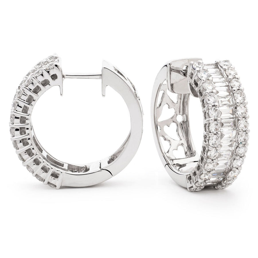 Diamond Hoop Earrings 0.65ct F VS Quality in 18k White Gold - My Jewel World