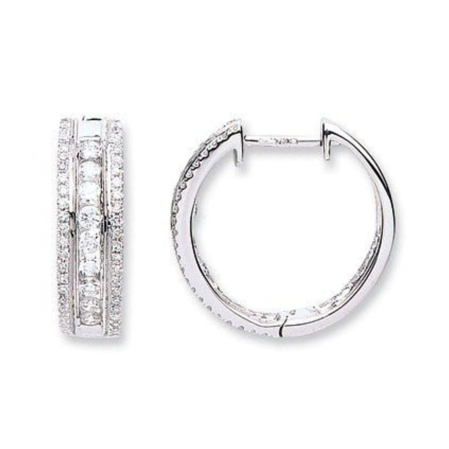Diamond Hoop Earrings 0.65ct H-SI Quality 18K White Gold - My Jewel World