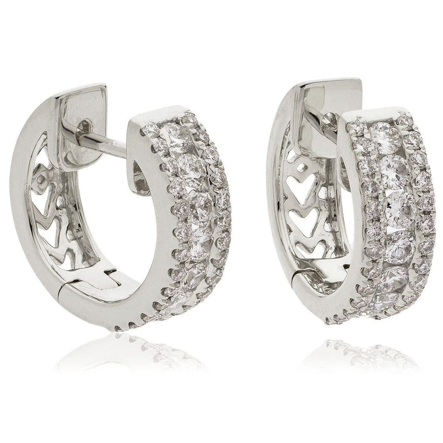 Diamond Hoop Earrings 0.70ct F VS Quality in 18k White Gold - My Jewel World