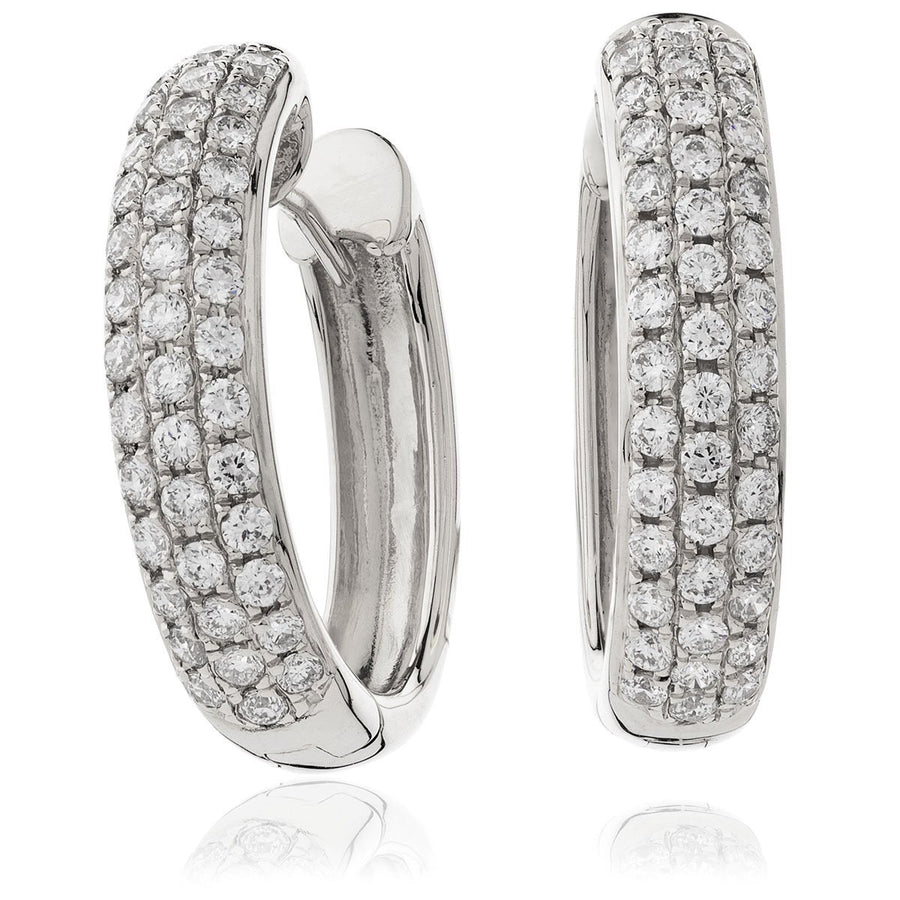 Diamond Hoop Earrings 0.70ct F VS Quality in 18k White Gold - My Jewel World