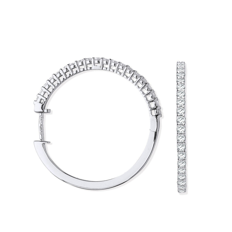Diamond Hoop Earrings 0.70ct H-SI Quality 18K White Gold - My Jewel World