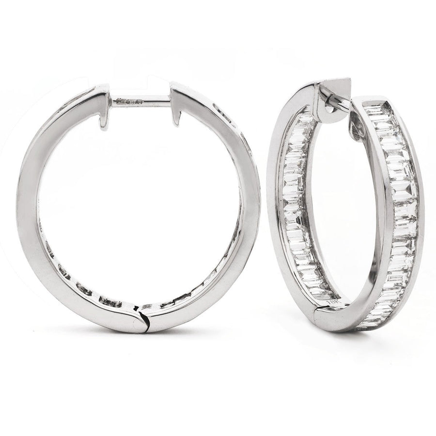 Diamond Hoop Earrings 1.00ct F VS Quality in 18k White Gold - My Jewel World