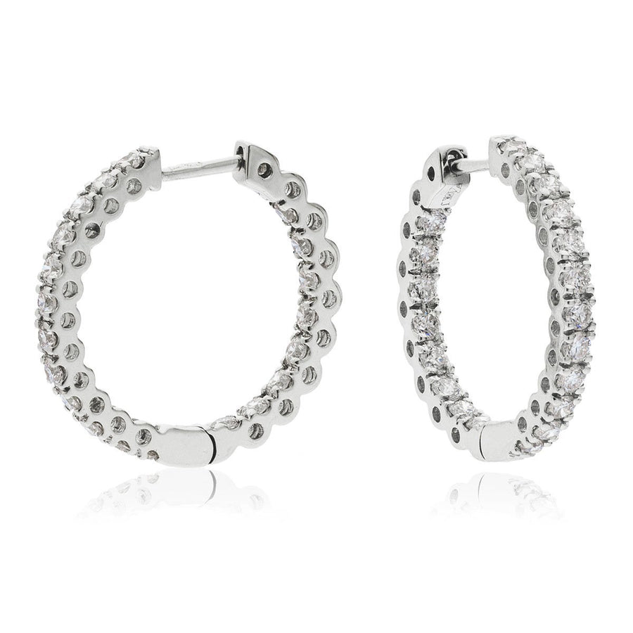 Diamond Hoop Earrings 1.00ct F VS Quality in 18k White Gold - My Jewel World