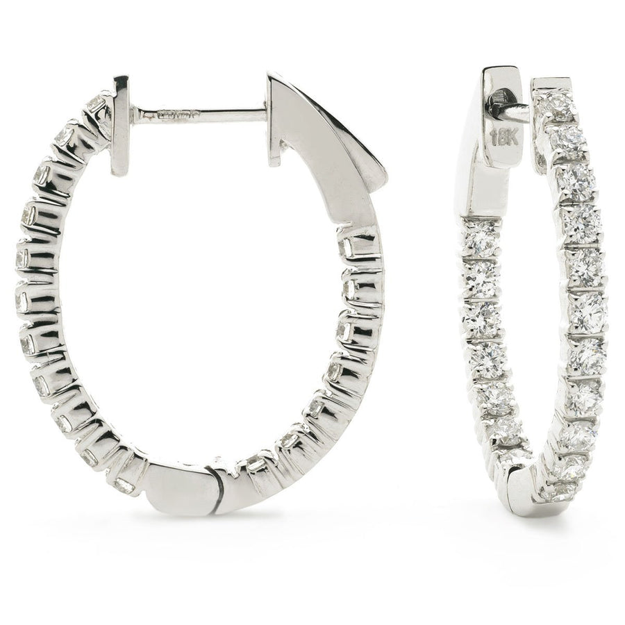 Diamond Hoop Earrings 1.00ct F VS Quality in 18k White Gold - My Jewel World