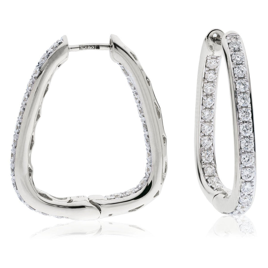 Diamond Hoop Earrings 1.00ct F VS Quality in 18k White Gold - My Jewel World