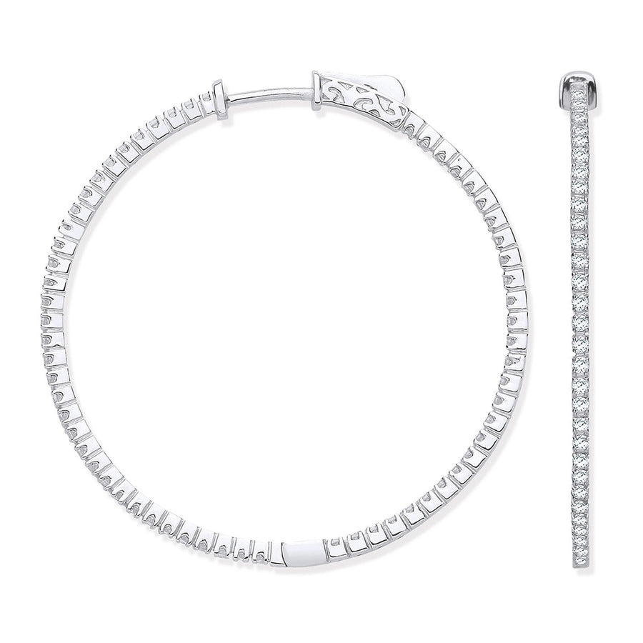 Diamond Hoop Earrings 1.02ct H-SI Quality 18K White Gold - My Jewel World