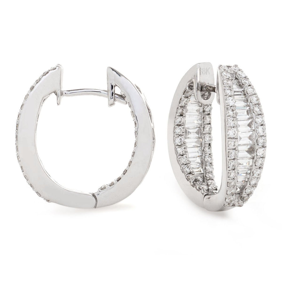 Diamond Hoop Earrings 1.25ct F VS Quality in 18k White Gold - My Jewel World