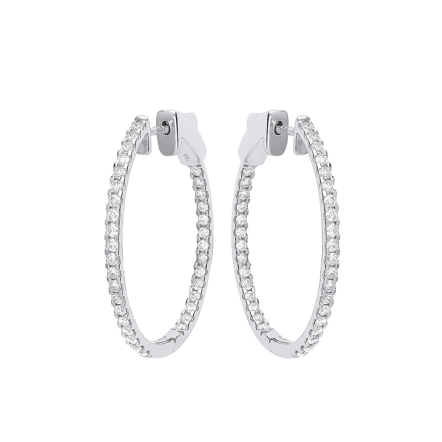 Diamond Hoop Earrings 1.27ct H-SI Quality 18K White Gold - My Jewel World