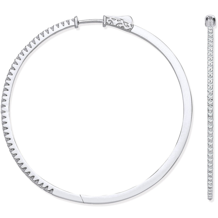 Diamond Hoop Earrings 1.2ct H-SI Quality 18K White Gold - My Jewel World