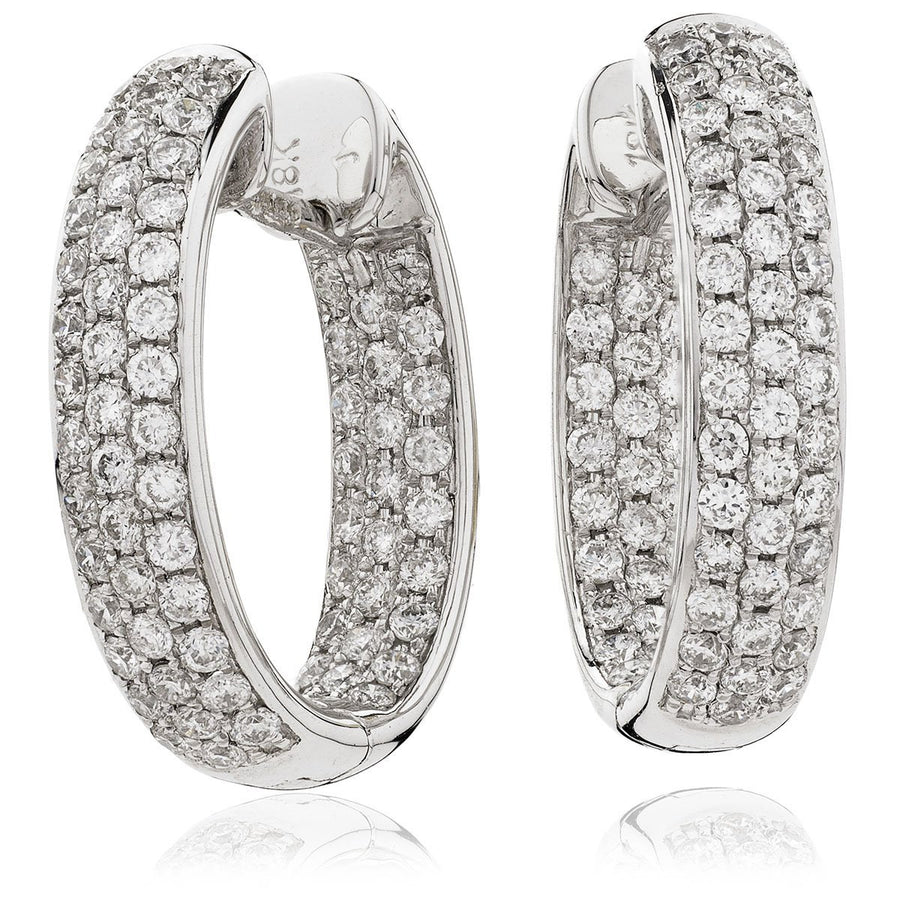 Diamond Hoop Earrings 1.30ct F VS Quality in 18k White Gold - My Jewel World