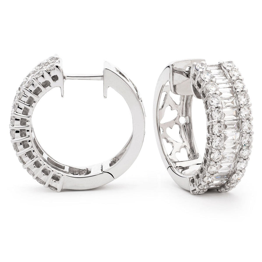 Diamond Hoop Earrings 1.33ct G SI Quality in 18k White Gold - My Jewel World