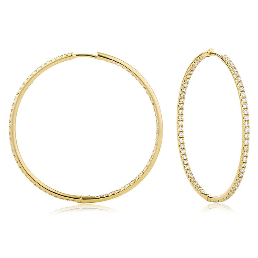 Diamond Hoop Earrings 1.35ct F VS Quality in 18k Yellow Gold - My Jewel World