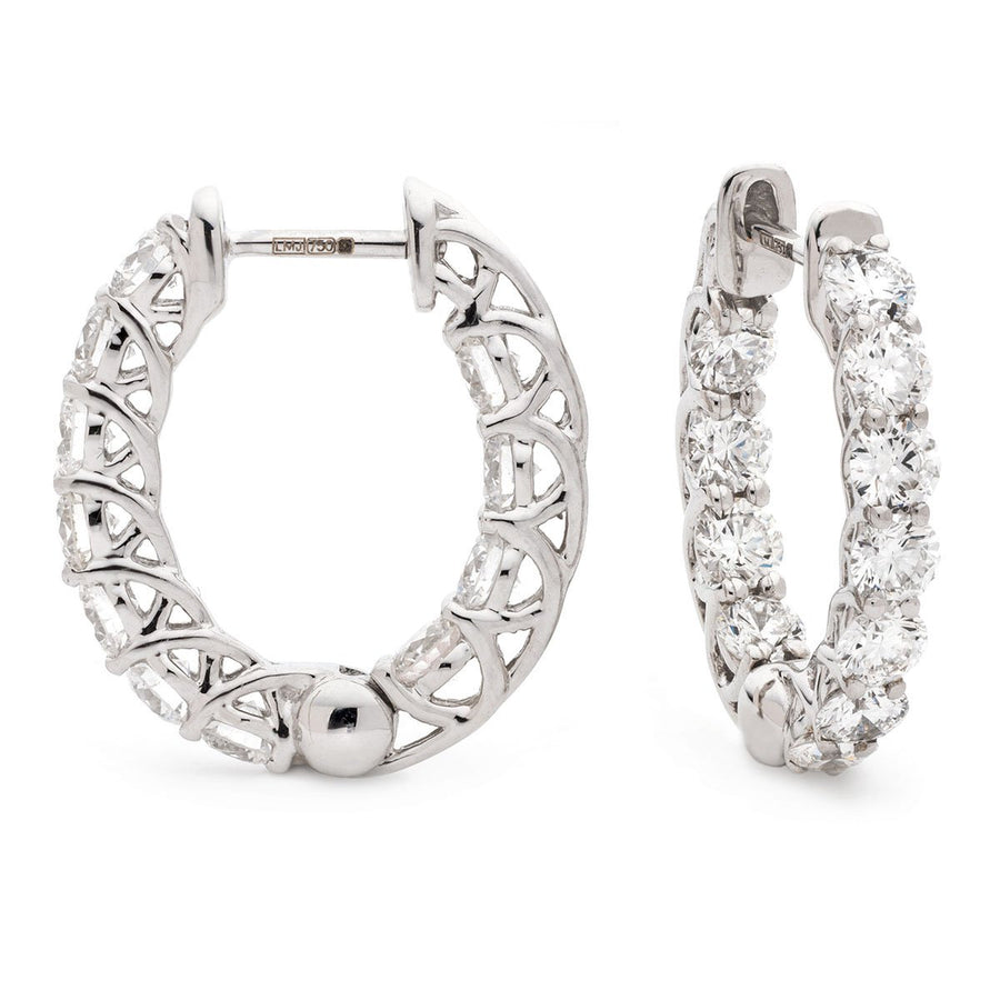 Diamond Hoop Earrings 1.50ct F VS Quality in 18k White Gold - My Jewel World