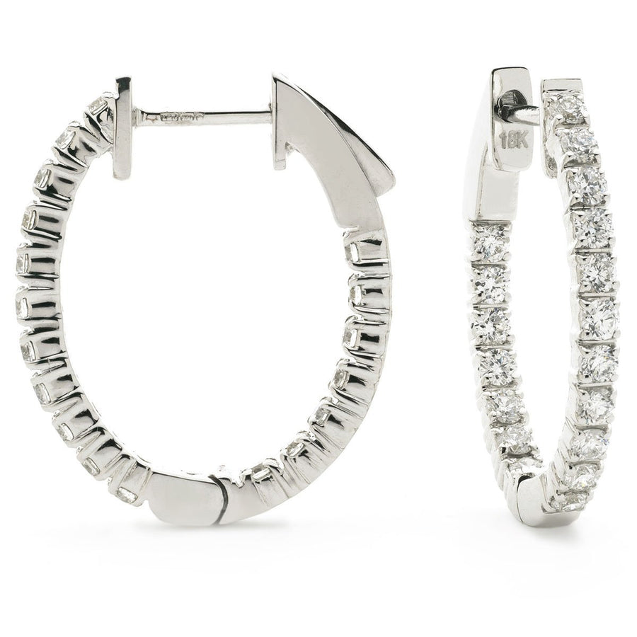 Diamond Hoop Earrings 1.50ct F VS Quality in 18k White Gold - My Jewel World