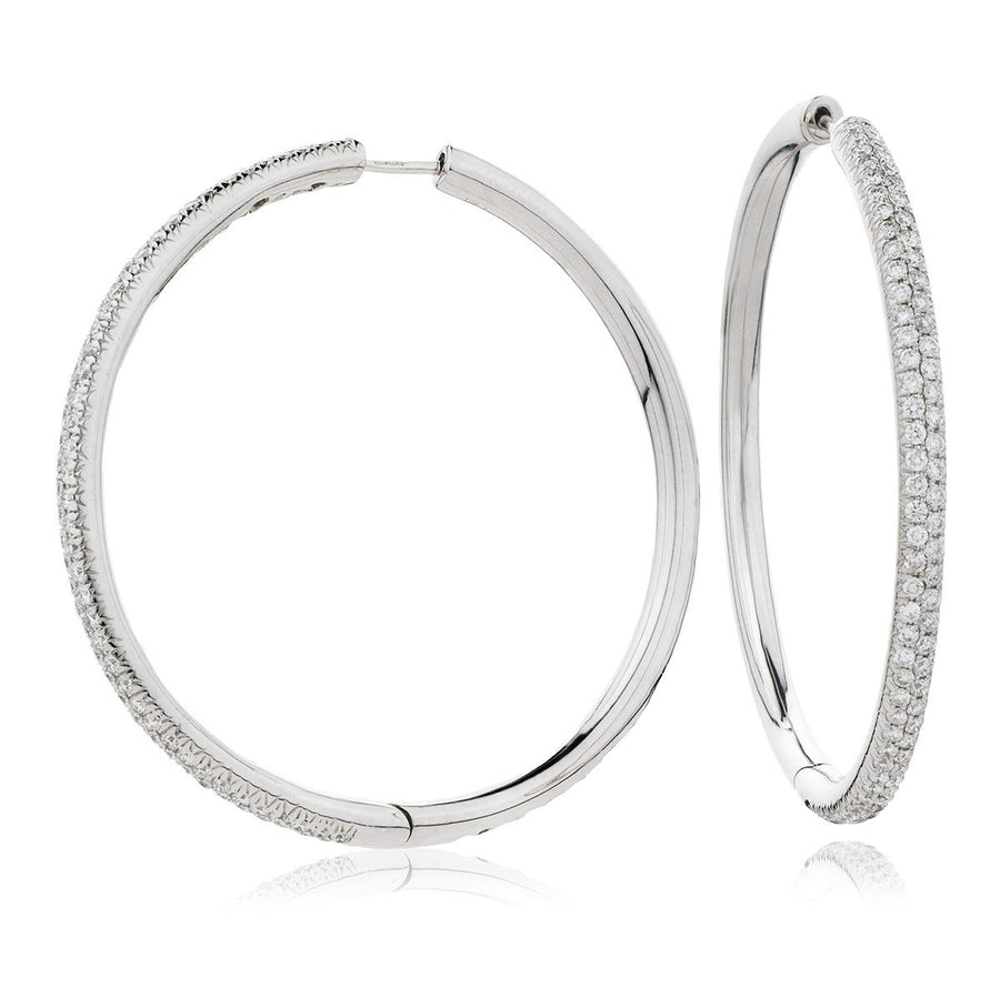 Diamond Hoop Earrings 1.50ct F VS Quality in 18k White Gold - My Jewel World