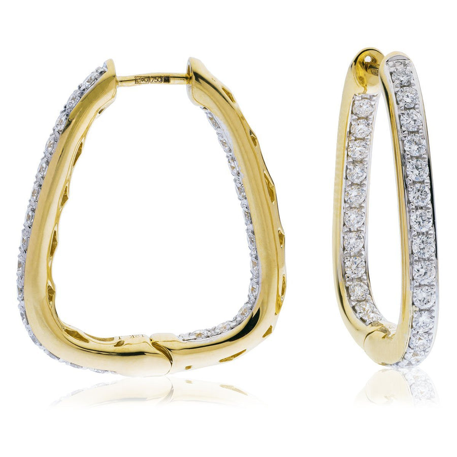 Diamond Hoop Earrings 1.50ct F VS Quality in 18k Yellow Gold - My Jewel World